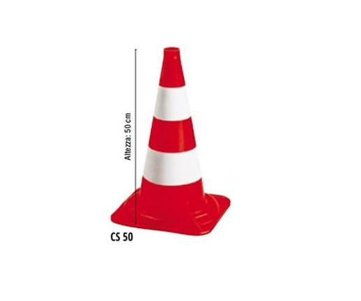 CONO SEGNALETICO H=50 CM BIANCO/ROSSO