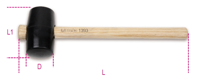 1393 50  MAZZUOLE CON DOPPIA TESTA IN GOMMA DURA, MANICO LEGNO