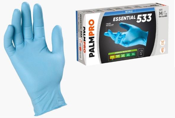 GUANTI NITRILE 007 MONO AZZURRO ENLL – PALMPRO ESSENTIAL 533  TG.L  100PZ