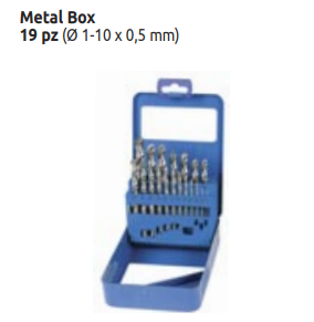 ASS. PUNTE HSS METAL BOX 19 PEZ Ø 1-10 x 0,50 ASS. PUNTE HSS METAL BOX 19 PEZ Ø 1-10 x 0,50