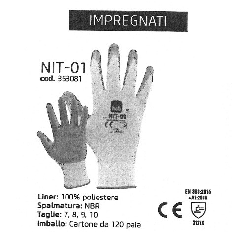 GUANTI NYLON/PALMO NITRILE (grigio) TG.M (8)  (cf. 12 pp)