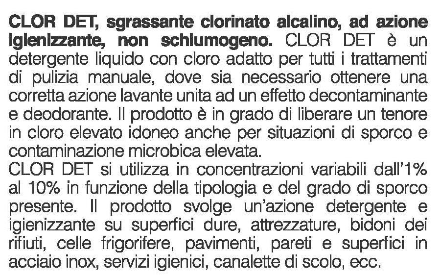 CLOR DET SGRASSANTE CLORINATO ALCALINO, IGIENIZZANTE, 5 KG.