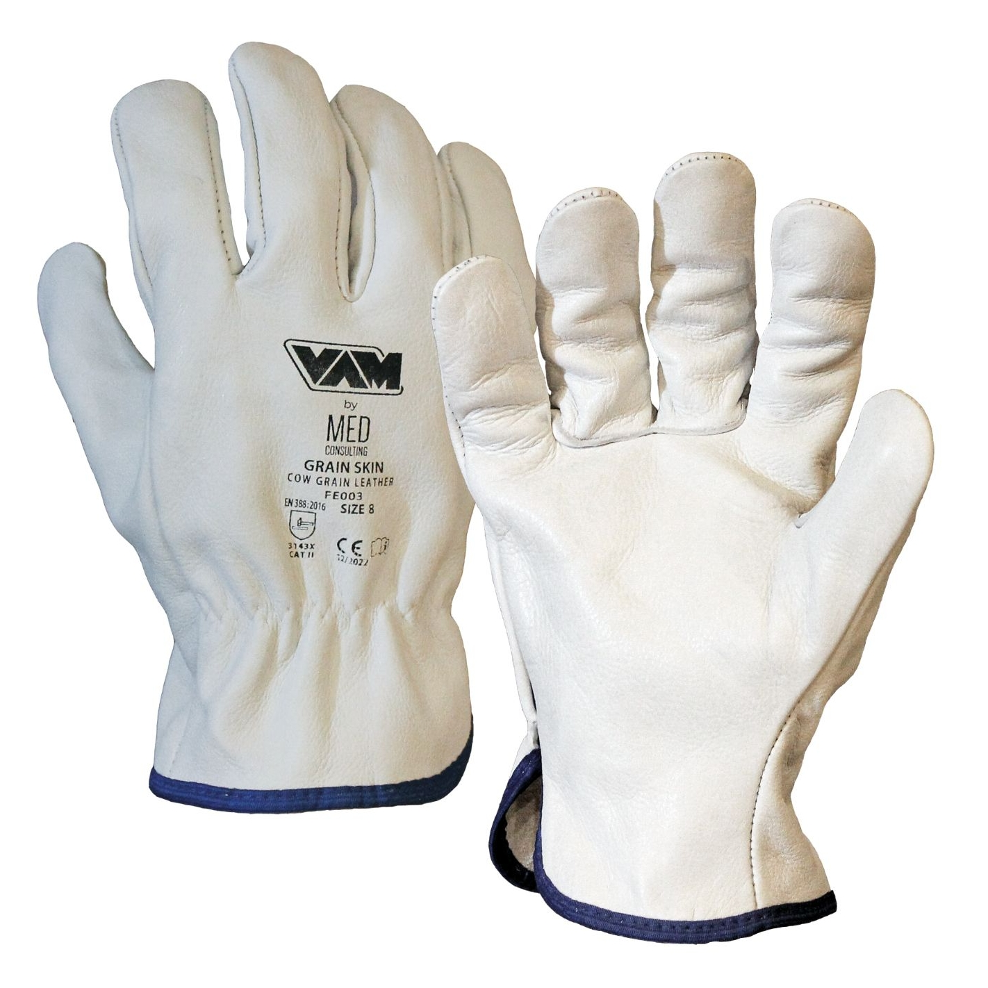 GUANTI PELLE FIORE BOVINO BIANCO TG.9 EN 388  - cf.12 pp