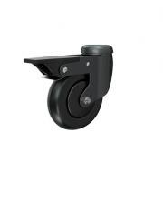 RUOTA D.80 SUPP.FORO.PASS.12 VERN.NERO C/FRENO  RUOTA NYL. NERO C/PAR. PLAS.NERA