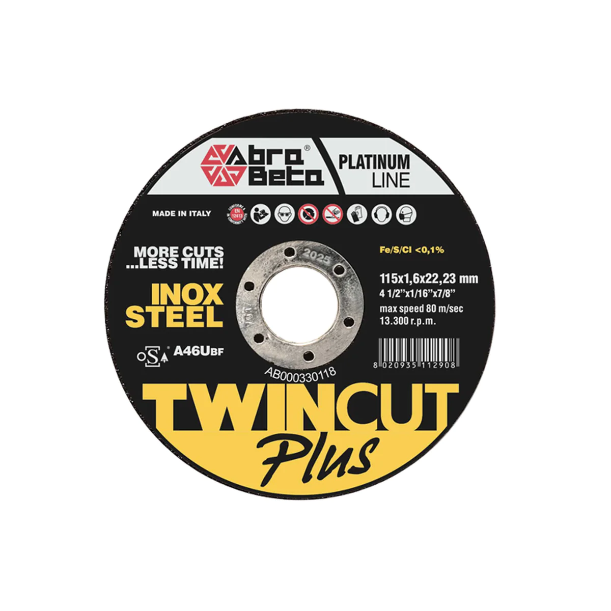 MOLA 115X3,2 A30Q CENTRO DEPR. TWINCUT TAGLIO ACCIAIO + ACCIAIO INOX MOLA 115X3,2 A30Q CENTRO DEPR. TWINCUT TAGLIO ACCIAIO + ACCIAIO INOX