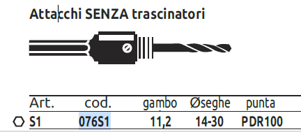 S1 ATTACCO ESAG. x SEGHE d. 14-30 mm S1 ATTACCO ESAG. x SEGHE d. 14-30 mm