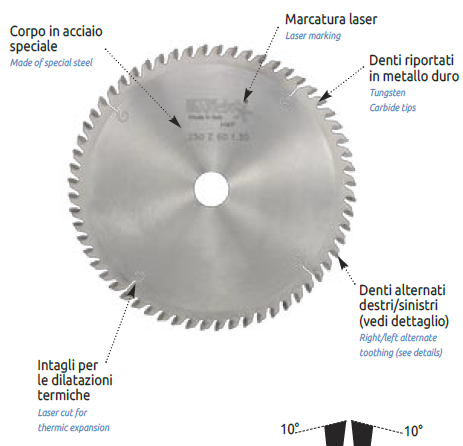 DISCO LEGNO D.230 Z40 x Tronc. STRIKE