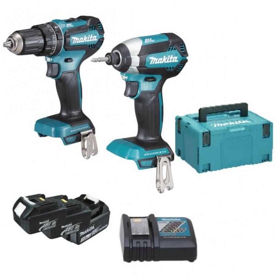 DLX2283JX1 - COMBO KIT 18V DHP485+DTD153+DC18RC+3xBL1830B MAKPAC