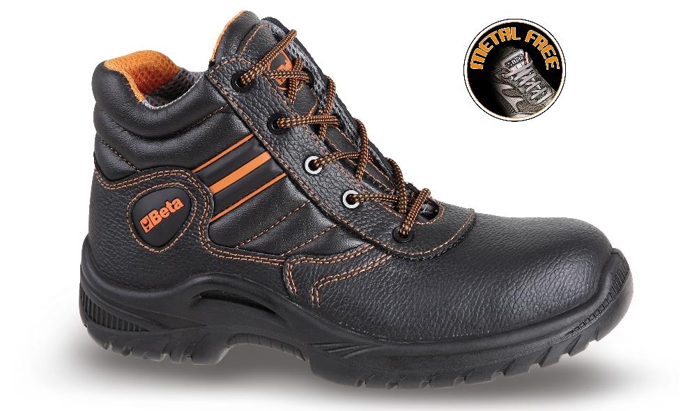 7201BKK 40  SCARPE ALTE PELLE FIORE NERO S3  **